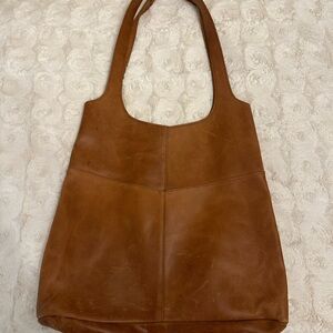 Tan Suede Shoulder Bag with Slouchy Design